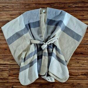 Macy's Beige and Gray Striped Cape